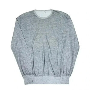Samuelsohn Men's Small Lightweight‎ Cotton Crew Neck Pullover Knit Sweater Grey
